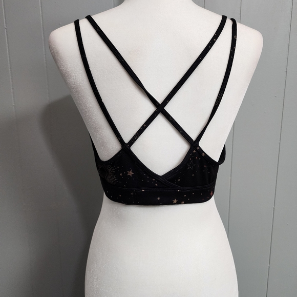 4/25$ Old Navy Active Go Dry Black With Gold Stars Sprts Bra Size L - Picture 6 of 9